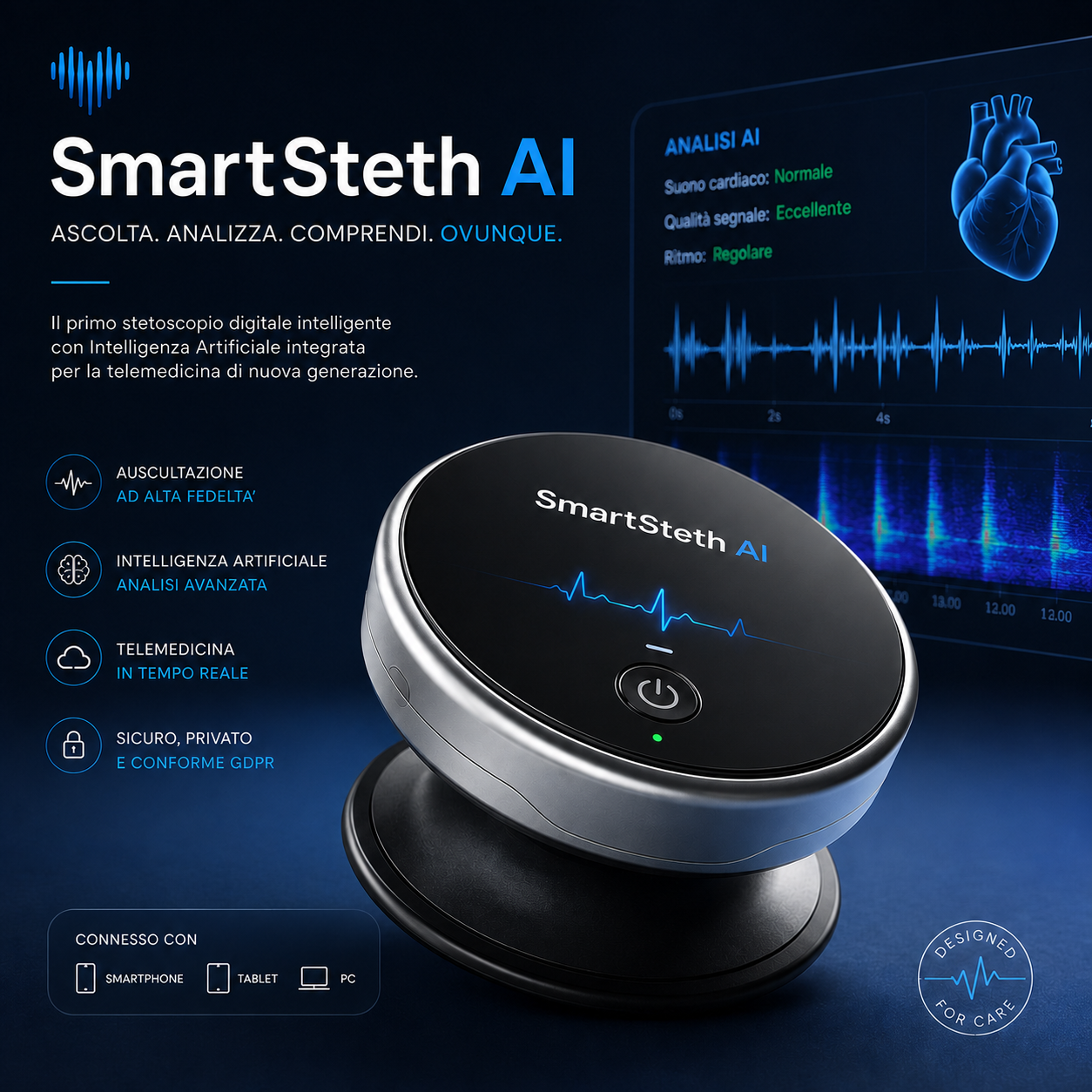 SmartSteth AI, dispositivo di auscultazione digitale con intelligenza artificiale